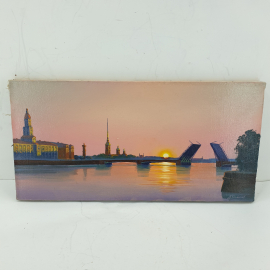 Картина "Разводные мосты Санкт-Петербурга" 19х40см